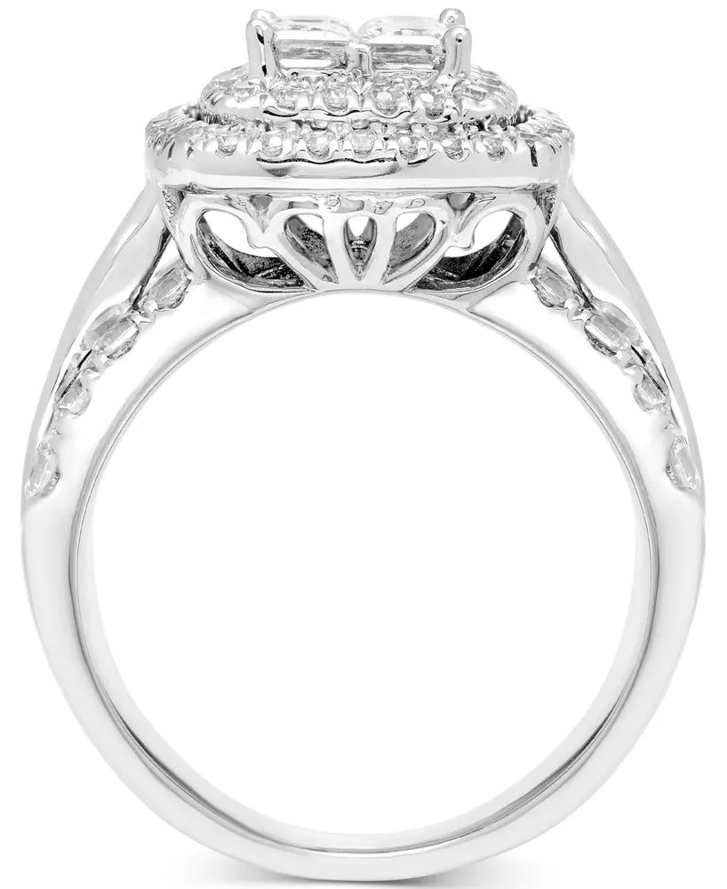Diamond Princess Quad Cluster Halo Ring (2 ct. t.w.) in 14k White Gold