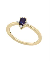 Macy's Blue and White Sapphire Ring in 14K Yellow Gold Over Sterling Silver