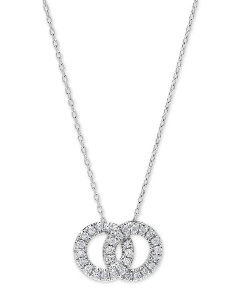 Diamond Interlocking Circle 18" Pendant Necklace (1/3 ct. t.w.) in 14k White ,Yellow or Rose Gold