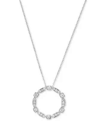 Diamond Circle 18" Pendant Necklace (3/8 ct. t.w.) in 14k White Gold