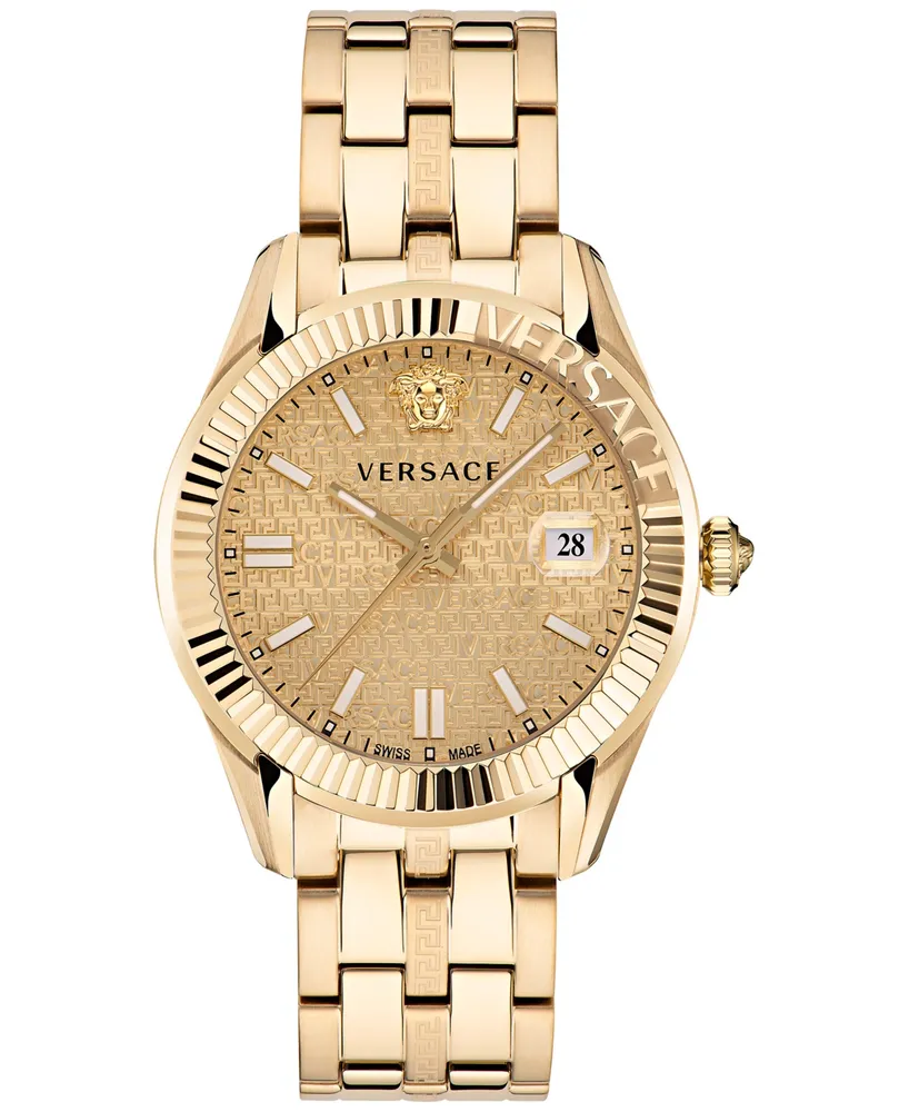 Versace Men's Swiss Greca Time Gold Ion Plated Stainless Steel Bracelet Watch 41mm