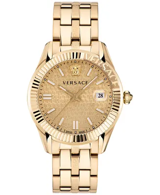 Versace Men's Swiss Greca Time Gold Ion Plated Stainless Steel Bracelet Watch 41mm