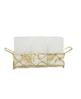 Classic Touch Leaf Cutlery Holder with White Inserts - Gold