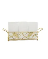 Classic Touch Leaf Cutlery Holder with White Inserts