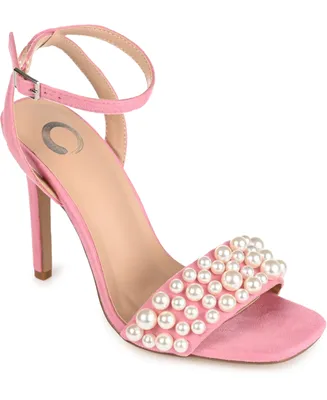 Journee Collection Women's Romey Pearl Embellished Stilleto Dress Sandals