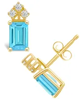 Topaz (1-/8 ct. t.w.) and Diamond (1/8 Stud Earrings 14K Yellow Gold or White