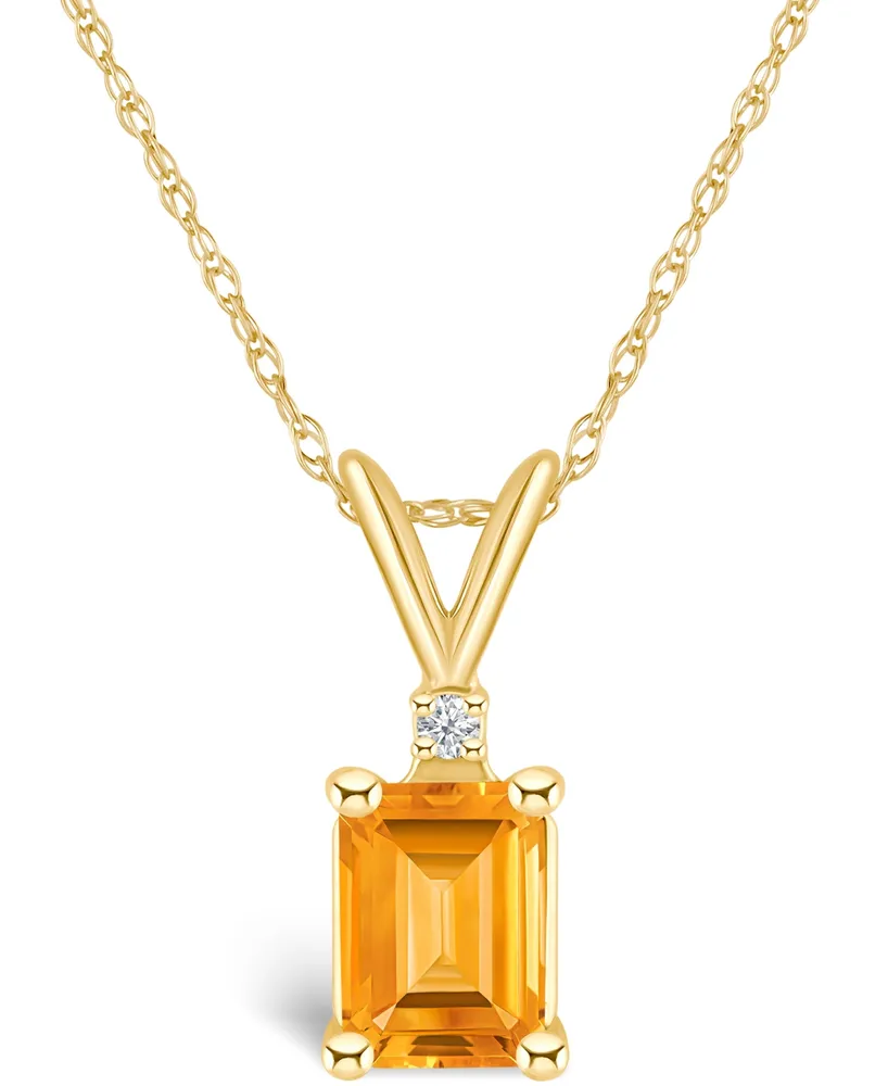 Citrine (1 ct. t.w.) and Diamond Accent Pendant Necklace 14k Yellow Gold or White