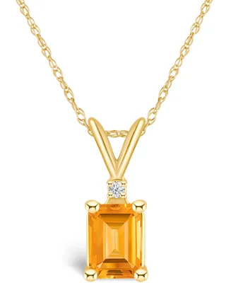 Citrine (1 ct. t.w.) and Diamond Accent Pendant Necklace 14k Yellow Gold or White