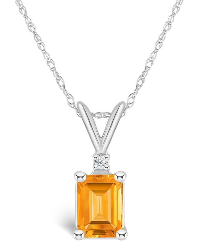 Citrine (1 ct. t.w.) and Diamond Accent Pendant Necklace 14K Yellow Gold or White