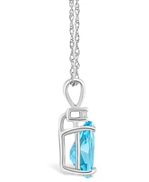Blue Topaz (1-3/8 ct. t.w.) and Diamond Accent Pendant Necklace 14K Yellow Gold or White