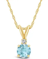 Aquamarine (1/2 ct. t.w.) and Diamond Accent Pendant Necklace 14K Yellow Gold or White