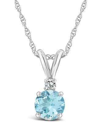 Aquamarine (1/2 ct. t.w.) and Diamond Accent Pendant Necklace 14K Yellow Gold or White