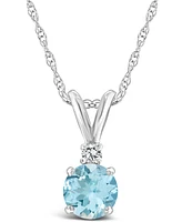 Aquamarine (1/2 ct. t.w.) and Diamond Accent Pendant Necklace 14K Yellow Gold or White