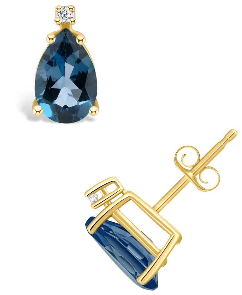 London Blue Topaz (2-1/10 ct. t.w.) and Diamond Accent Stud Earrings 14K Yellow Gold or White