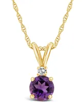 Amethyst (3/4 ct.t.w) and Diamond Accent Pendant Necklace in 14K Yellow Gold