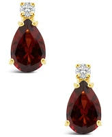 Garnet (1 ct.t.w) and Diamond Accent in 14K Yellow Gold