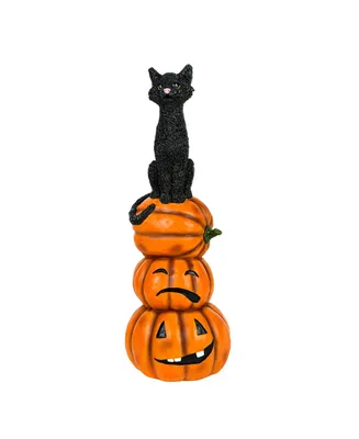 National Tree Company 32" Halloween Cat and Pumpkins Stack