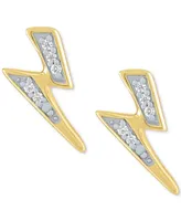 Diamond Accent Lightning Bolt Stud Earrings in 14k Gold-Plated Sterling Silver - Gold