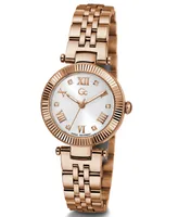 Guess Gc Flair Women's Swiss Rose Gold-Tone Stainless Steel Bracelet Watch 28mm - Rose Gold