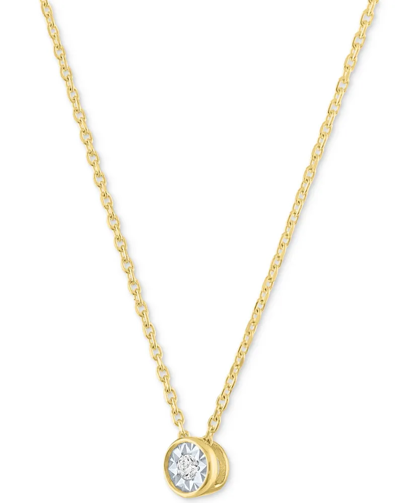 Diamond Accent Pendant Necklace in 14k Gold-Plated Sterling Silver, 16" + 2" extender - Gold