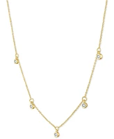 Diamond Accent Dangle Necklace Sterling Silver or 14k Gold-Plated Silver, 16" + 2" extender