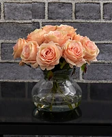 Nearly Natural Rose Arrangement w/Vase