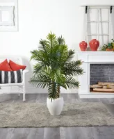 Nearly Natural 5' Areca Palm Artificial Tree in White Planter