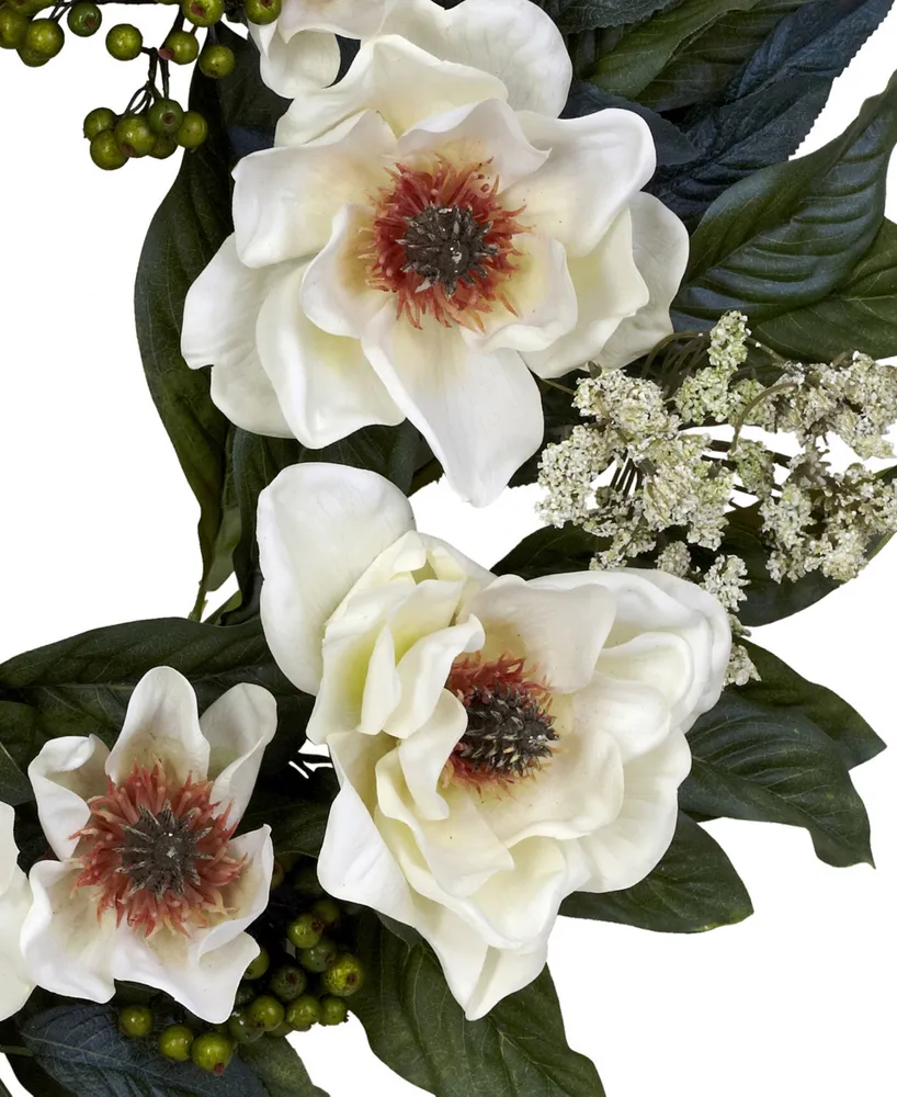 Nearly Natural 22" Artificial Magnolia Wreath