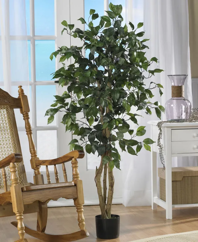 Nearly Natural 4.5ft. Ficus Artificial Tree in Ribbed Metal Planter