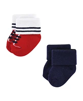 Luvable Friends Baby Boys Newborn Terry Socks, Nautical, 6-12 Months