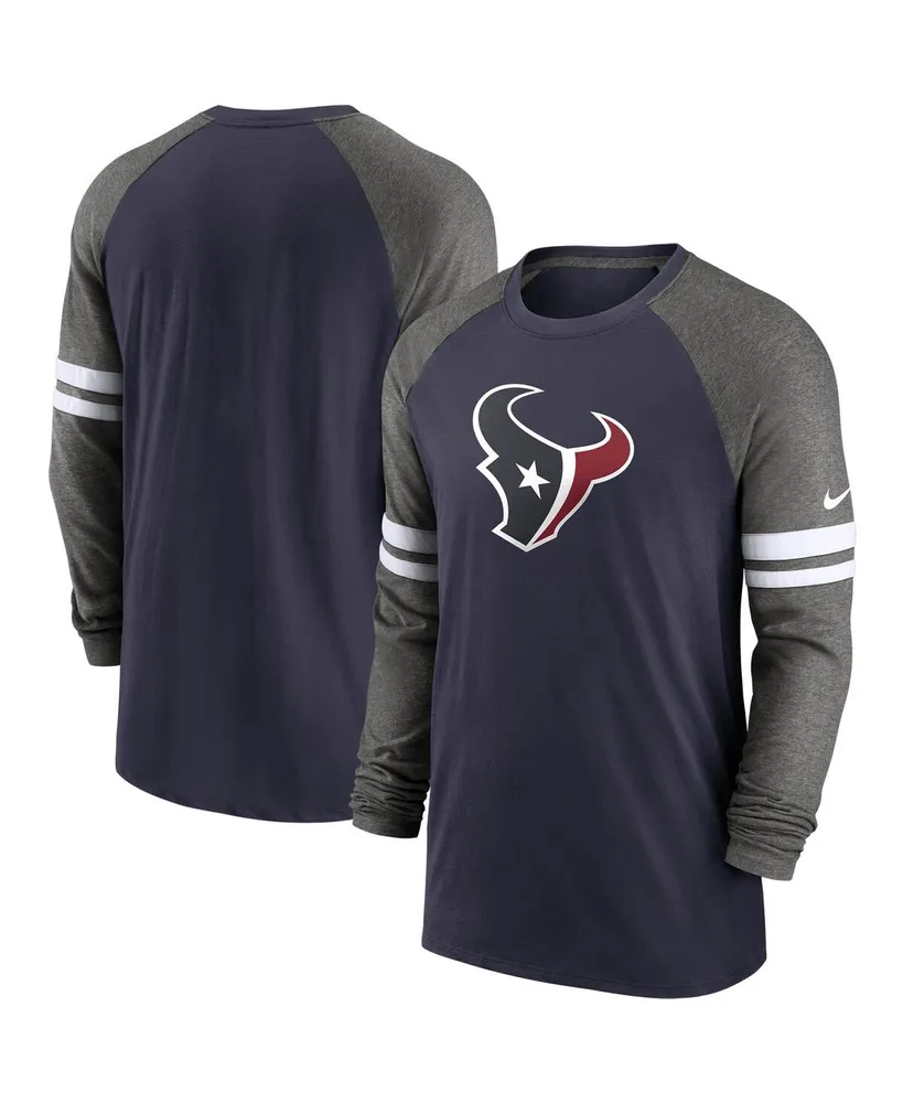 Men's Nike Navy and Charcoal Houston Texans Performance Raglan Long Sleeve T-shirt