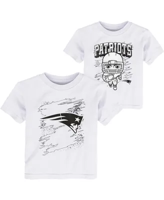 Toddler Boys White New England Patriots Coloring Activity Two-Pack T-shirt Set