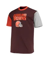 Men's Brown, Orange Cleveland Browns Big and Tall Colorblocked T-shirt