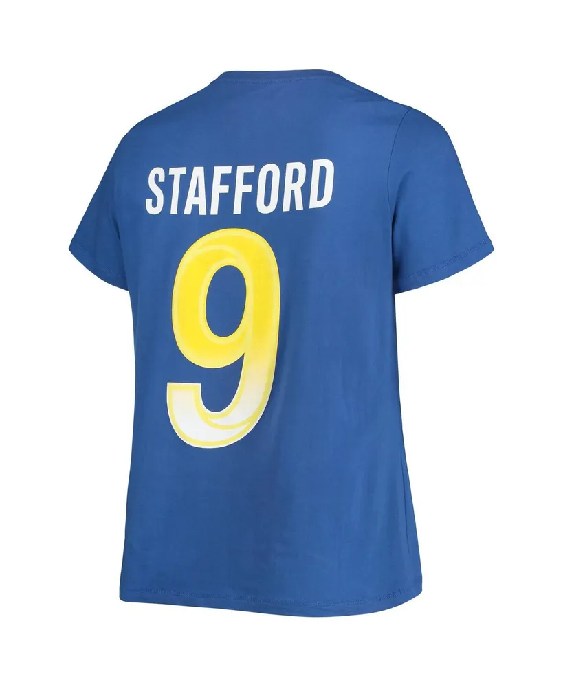 Women's Fanatics Matthew Stafford Royal Los Angeles Rams Plus Player Name and Number V-Neck T-shirt
