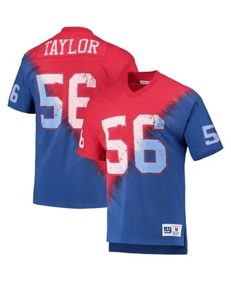 Men's Mitchell & Ness Lawrence Taylor Red, Royal New York Giants Retired Player Name and Number Diagonal Tie-Dye V-Neck T-shirt