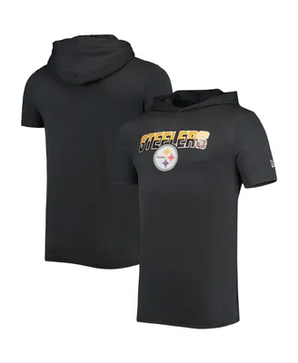 Men's New Era Heathered Black Pittsburgh Steelers Team Brushed Hoodie T-shirt