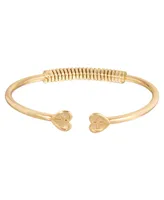 2028 14K Gold-tone Heart Cross Coil Spring C-Cuff Bracelet