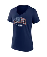 Women's Fanatics College Navy Seattle Seahawks Team Banner Wave V-Neck T-shirt