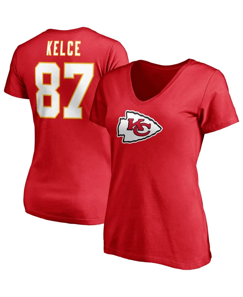 Fanatics Women's Fanatics Branded Travis Kelce Red Kansas City Chiefs  Player Icon Name and Number V-Neck T-shirt | Vancouver Mall