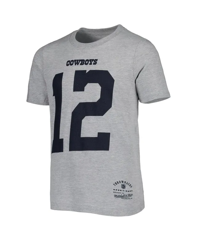 Mitchell & Ness Youth Mitchell & Ness Troy Aikman Heathered Gray Dallas  Cowboys Retired Retro Player Name & Number T-Shirt