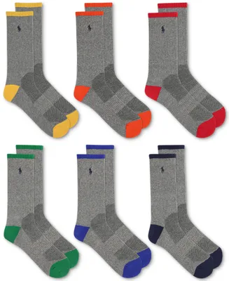 Polo Ralph Lauren Men's 6-Pk. Performance Tipped Color Heel Toe Crew Socks