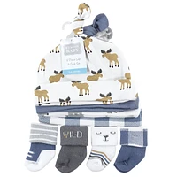 Hudson Baby Baby Boys Hudson Cap and Socks Set, Dinosaur, 0-9 Months