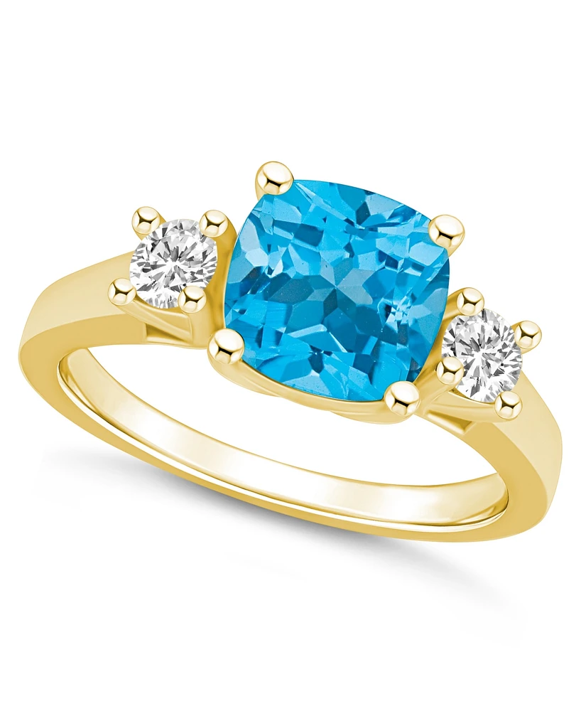 Macy's Blue Topaz (2-3/4 ct. t.w.) and Diamond (1/3 Ring 14K Yellow Gold