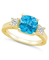 Macy's Blue Topaz (2-3/4 ct. t.w.) and Diamond (1/3 Ring 14K Yellow Gold
