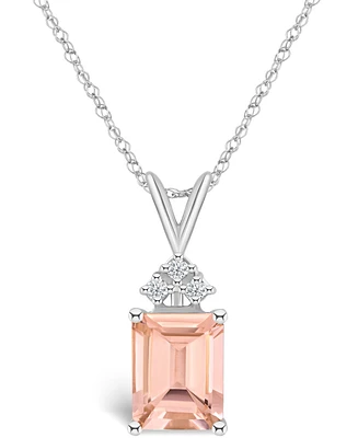 Morganite (2-7/8 ct. t.w.) and Diamond (1/10 Pendant Necklace 14k White Gold or