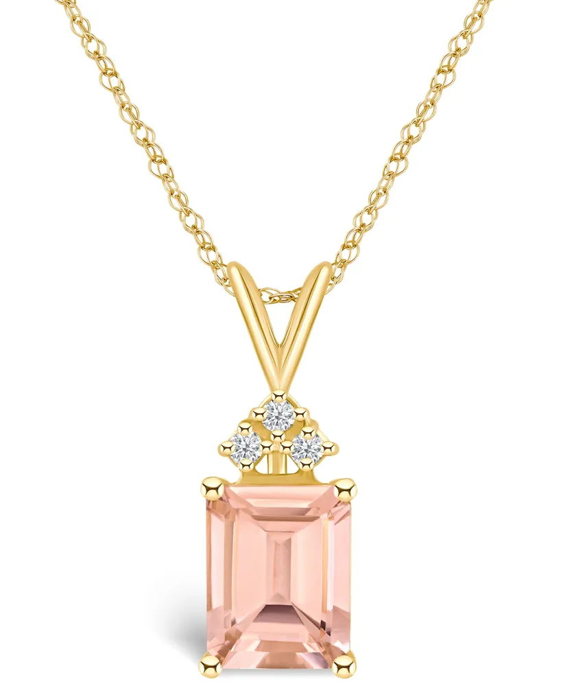 Morganite (2-7/8 ct. t.w.) and Diamond (1/10 Pendant Necklace 14k White Gold or