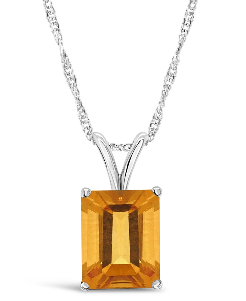 Macy's Citrine (3-1/7 ct. t.w.) Pendant Necklace in 14K White Gold