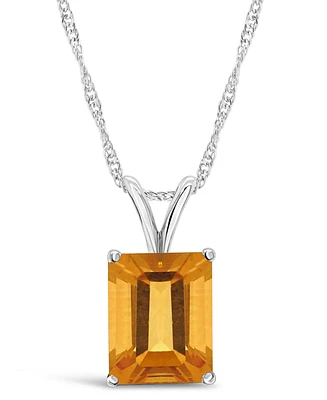 Macy's Citrine (3-1/7 ct. t.w.) Pendant Necklace in 14K White Gold
