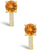 Macy's Citrine (1-1/2 ct. t.w.) and Diamond (1/8 ct. t.w.) Stud Earrings in 14K Yellow Gold