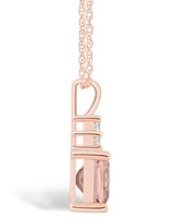 Macy's Morganite (2 Ct. T.w.) and Diamond (1/10 Ct. T.w.) Pendant Necklace in 14K Rose Gold